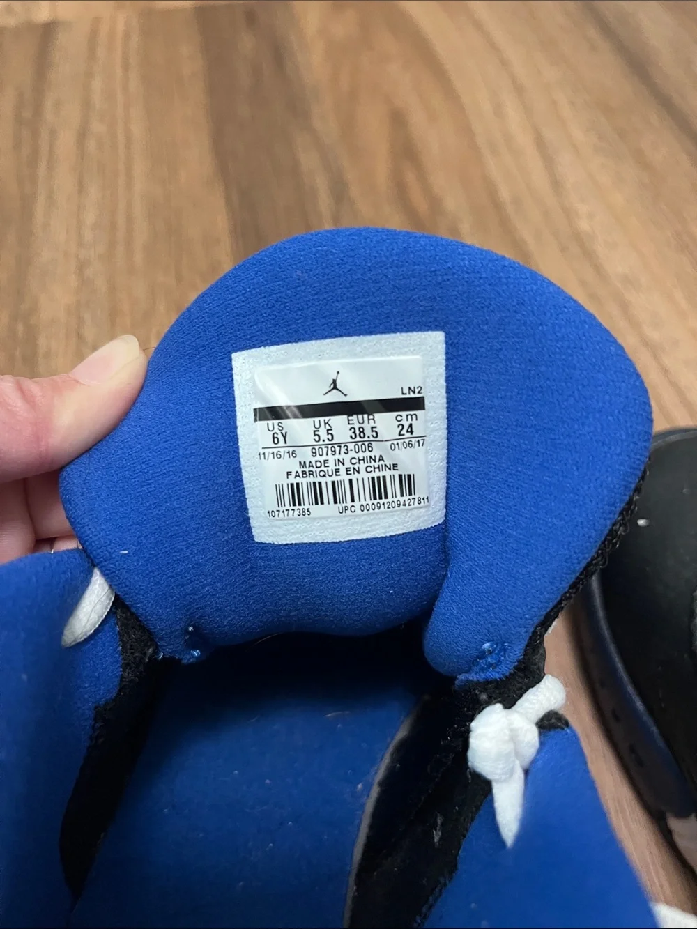 Jordan Kids Black and Blue Mid-Top Sneakers